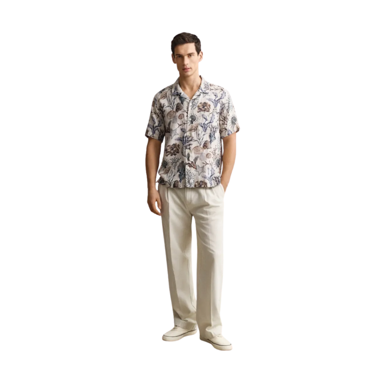 Clearance Gant Aop Camp Collar hirt - Oat Beige