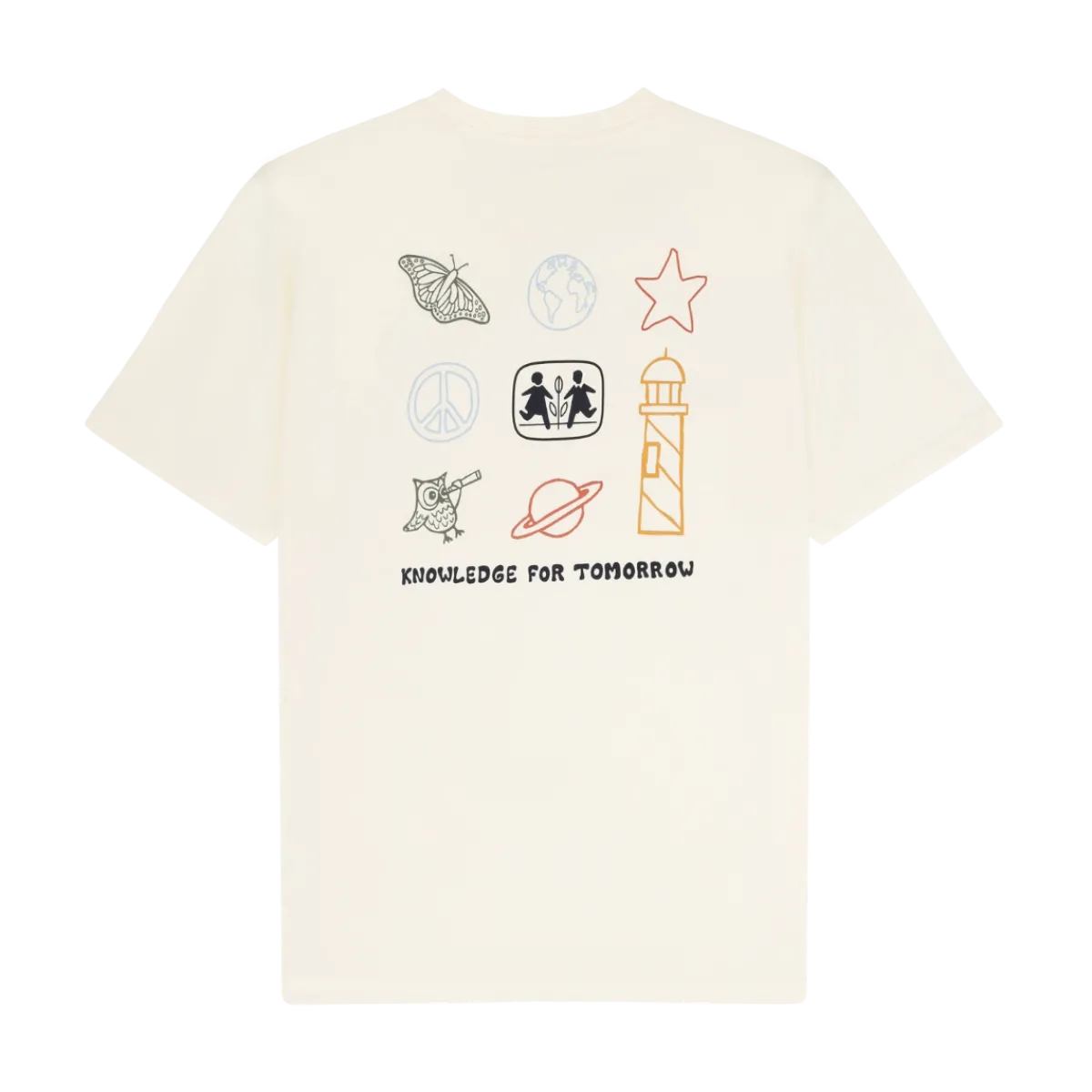 Knowledge Cotton Apparel Back Print T-hirt - Egret