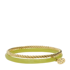 New My Jewellery Bangle Set Thin Green - Gold