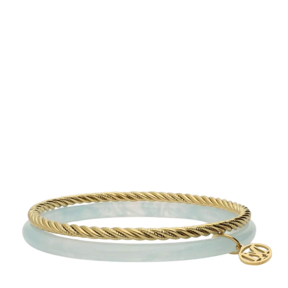 My Jewellery Bangle Set Thin Light Blue - Gold