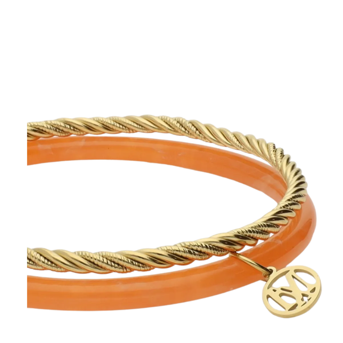 Online My Jewellery Bangle Set Thin Orange - Gold