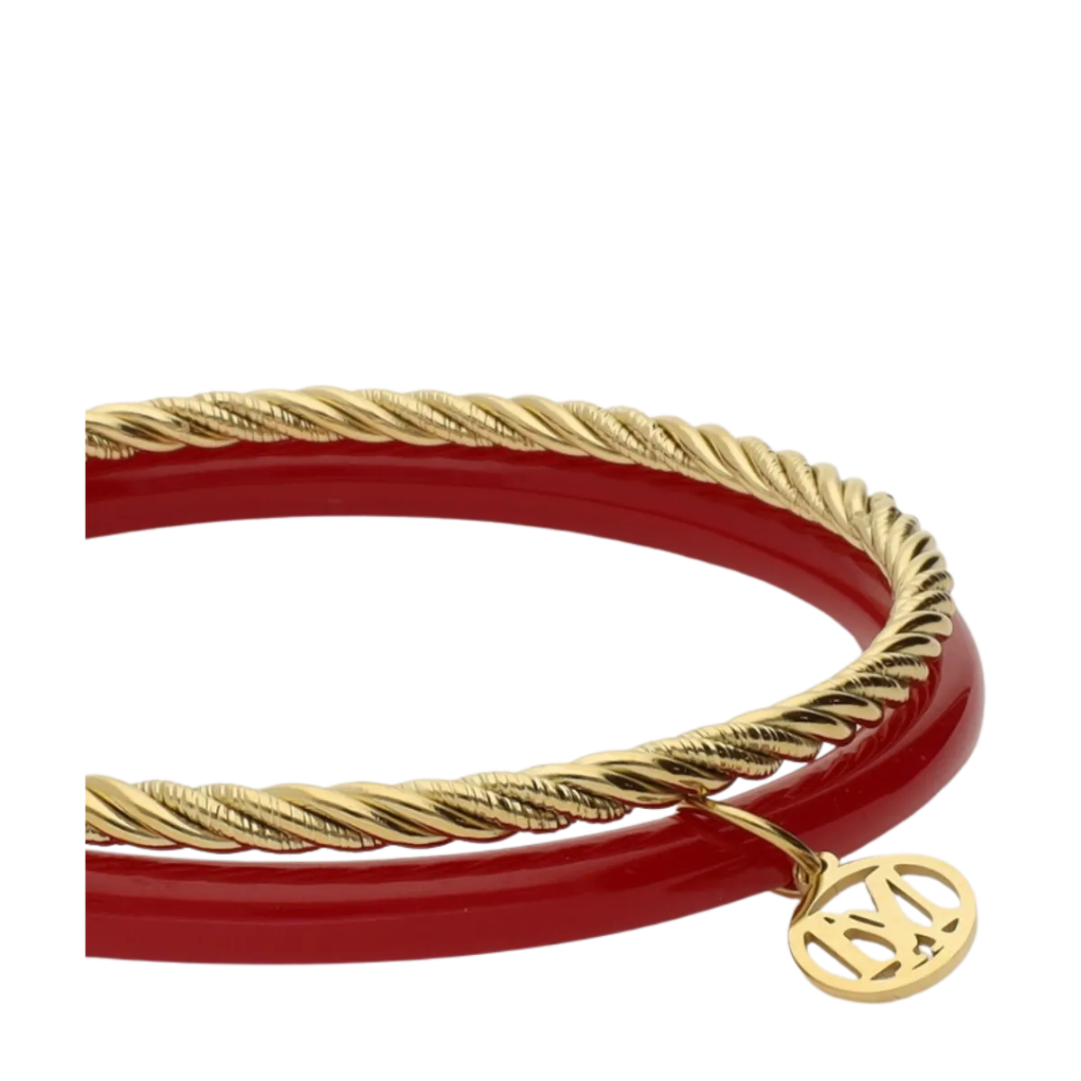 New My Jewellery Bangle Set Thin Red - Gold