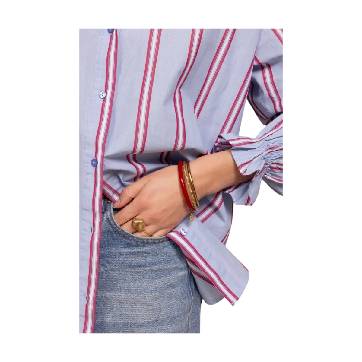New My Jewellery Bangle Set Thin Red - Gold