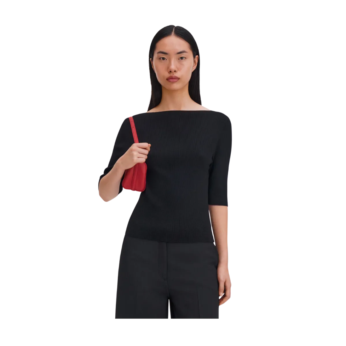 Hot Filippa K Boatneck Rib Top - Black