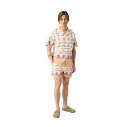 Outlet Knowledge Cotton Apparel Box Fit hort eeved eerucker hirt - uti Coor Aop