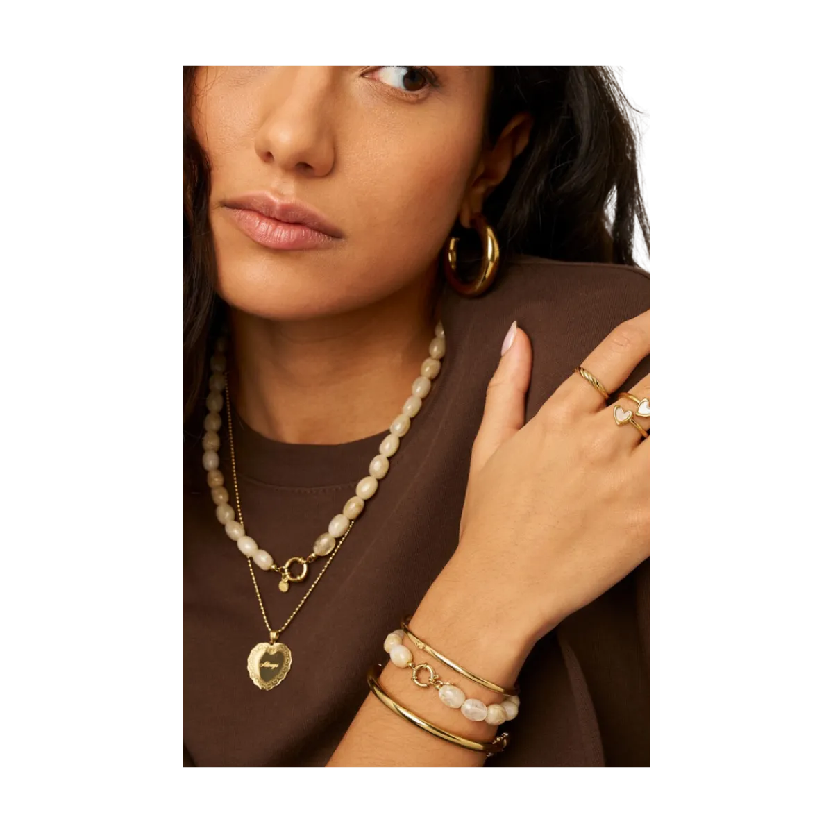 Outlet My Jewellery Bracelet Beads Beige - Gold