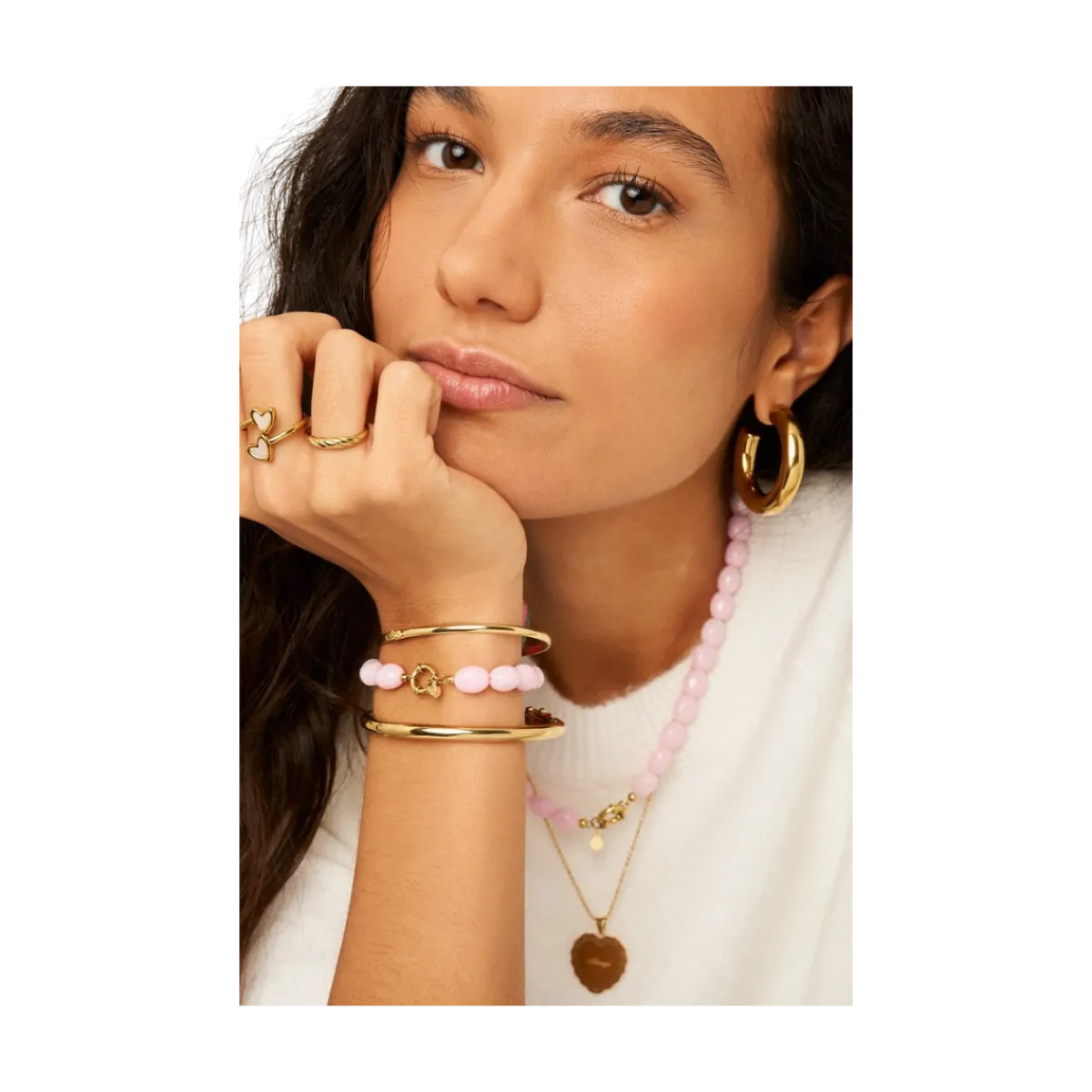 Online My Jewellery Bracelet Beads Pink - Gold