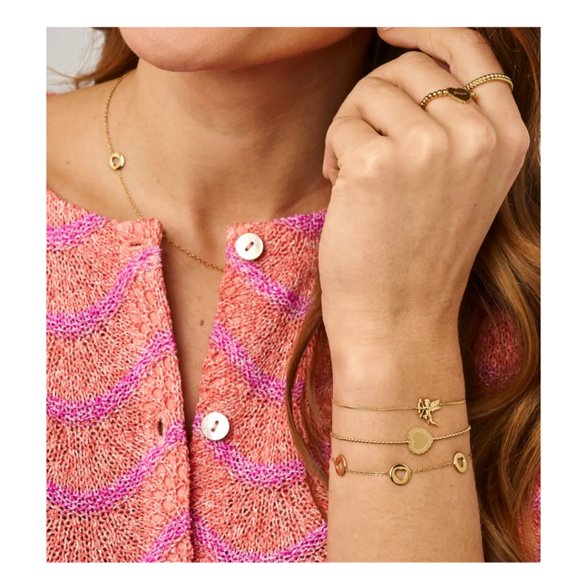 Discount My Jewellery Bracelet Heart Pendant - Gold