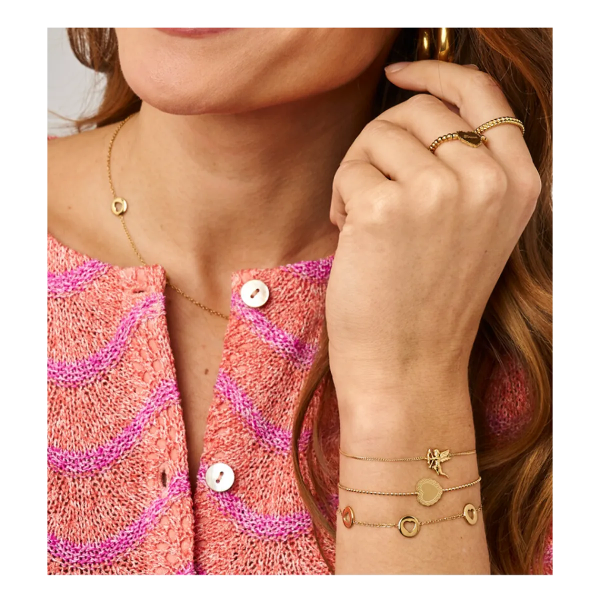 Online My Jewellery Bracelet Open Hearts - Gold