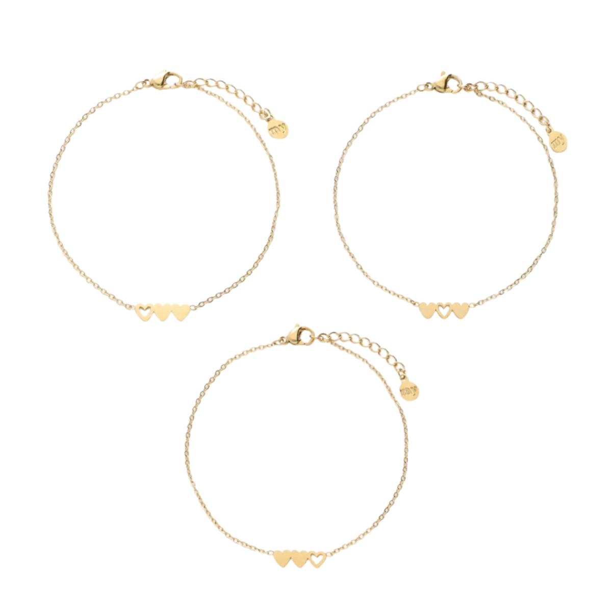 Online My Jewellery Bracelet Set 3 Hearts - Gold