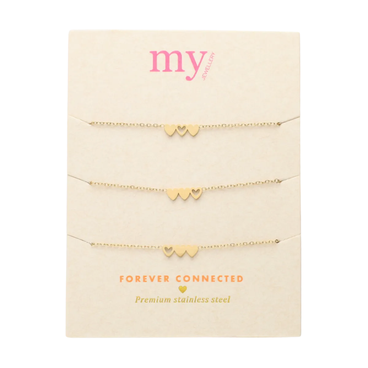 Online My Jewellery Bracelet Set 3 Hearts - Gold