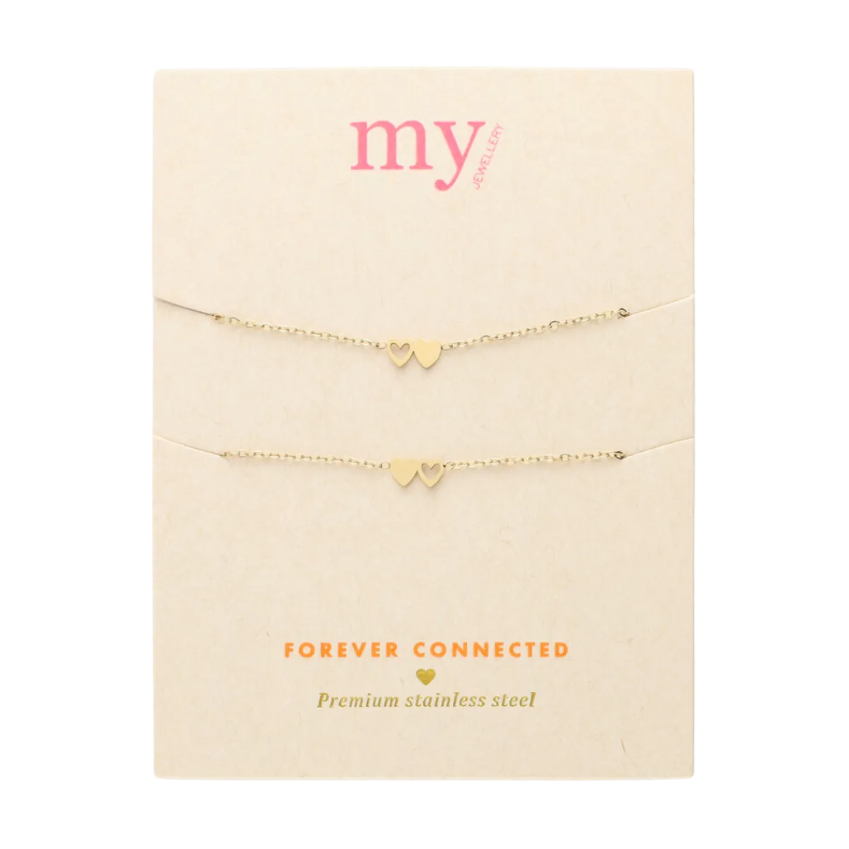 New My Jewellery Bracelet set two hearts - Gold