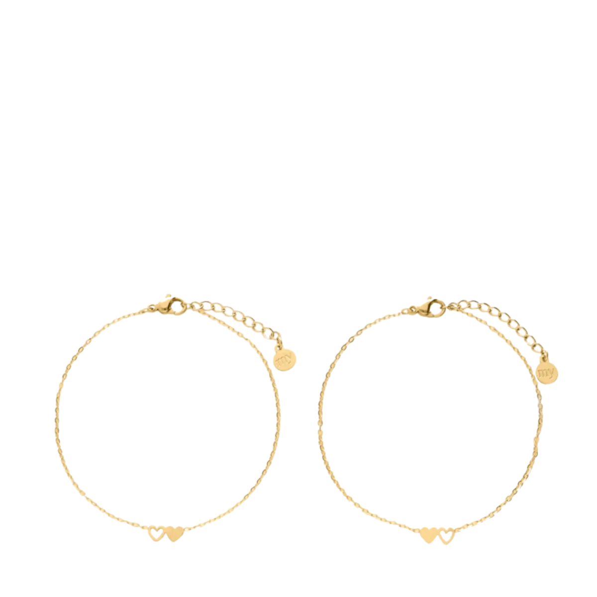 New My Jewellery Bracelet set two hearts - Gold