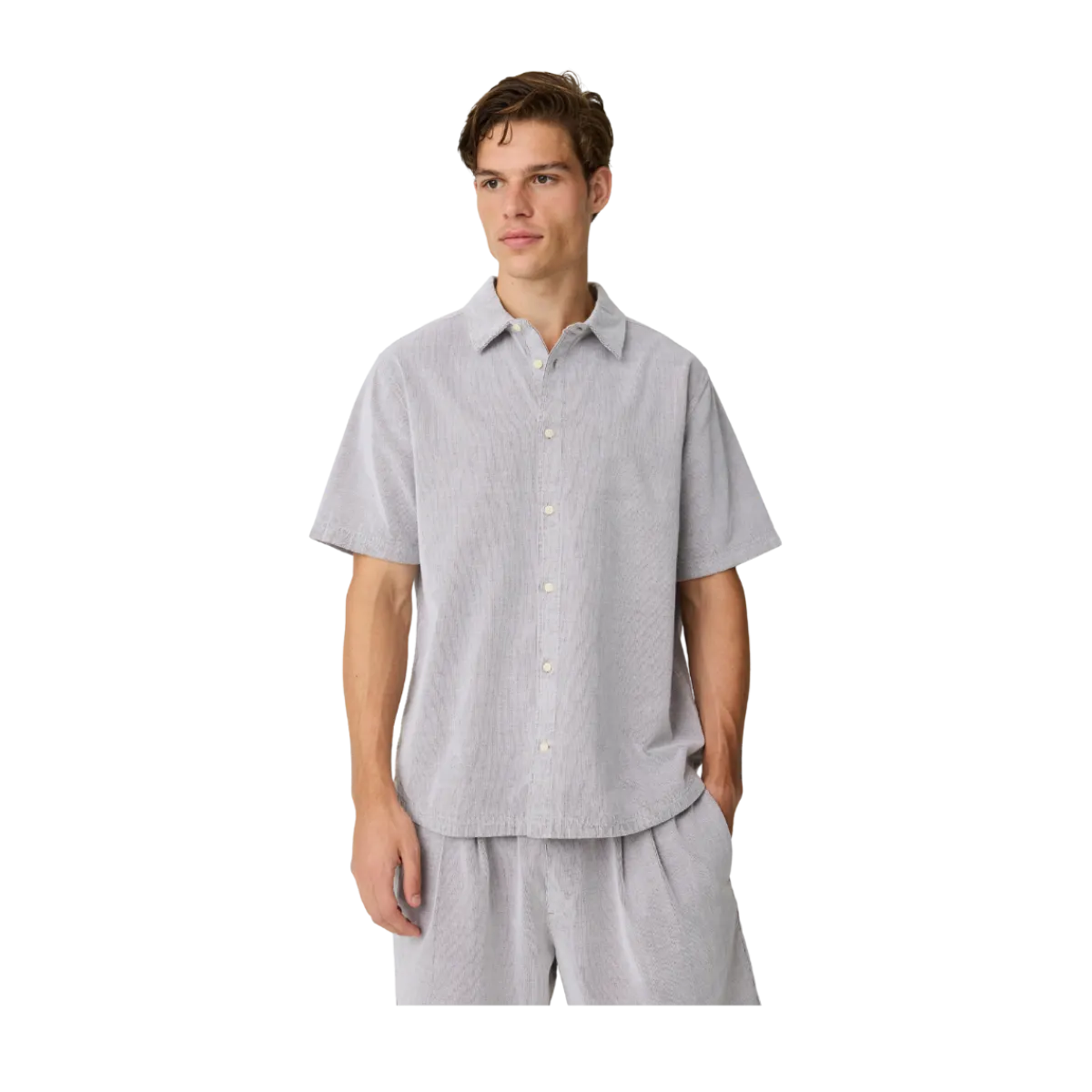 Knowledge Cotton Apparel Breeze Cofort Corduroy hirt - Vintage Indigo