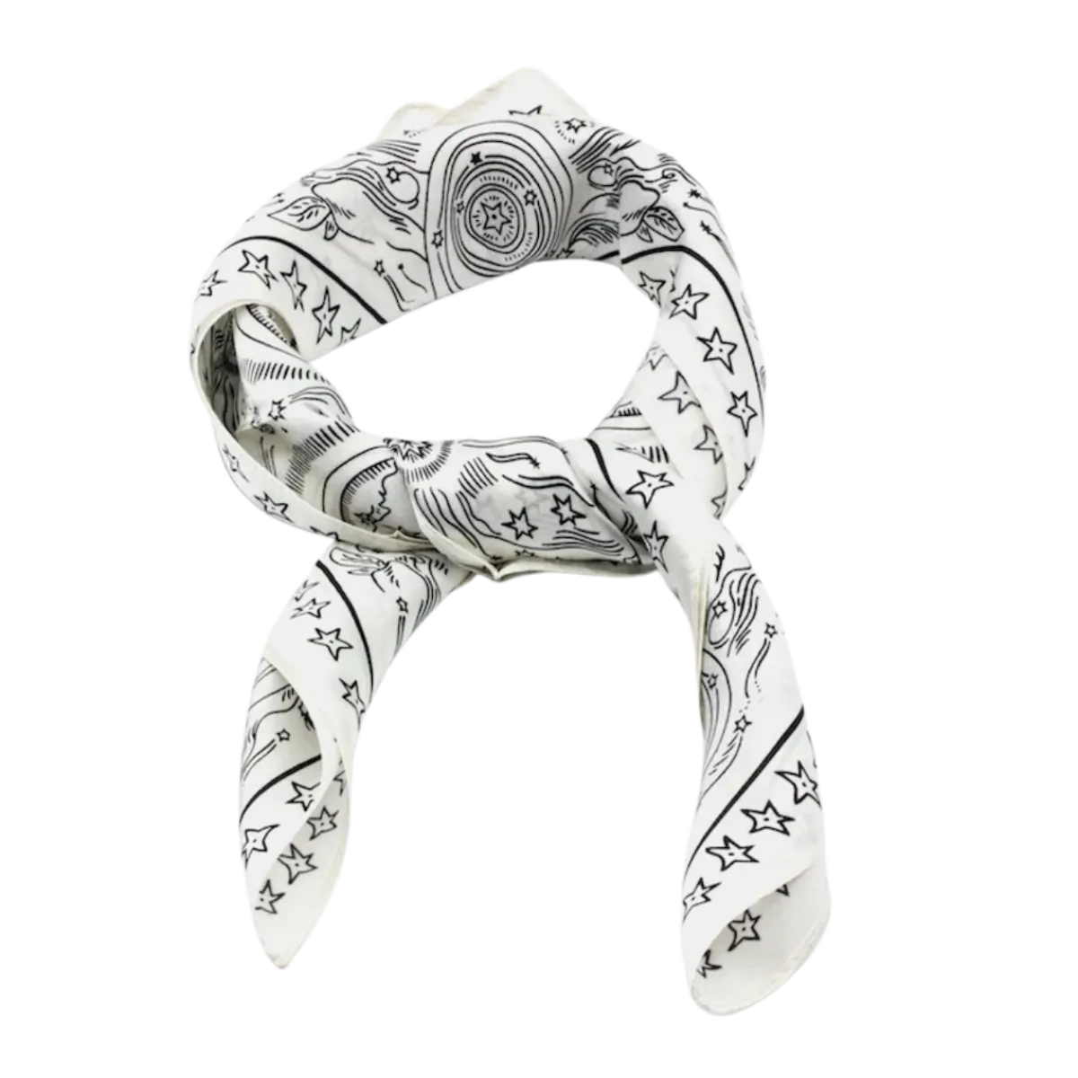 New Seven/East Budapest silk scarf w stars - White