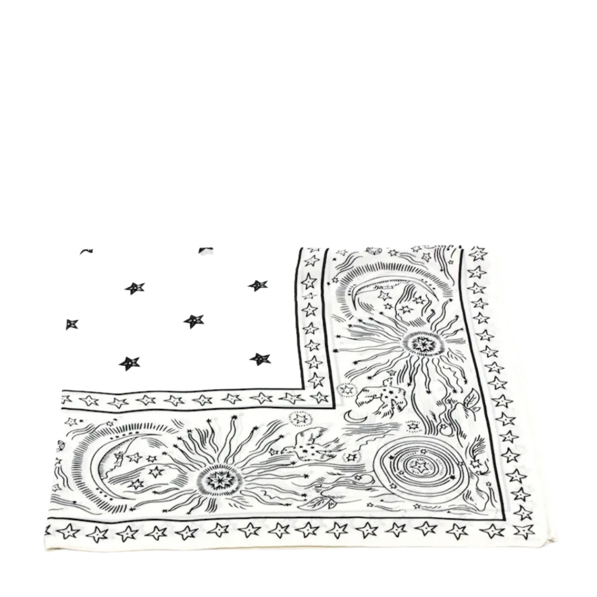 New Seven/East Budapest silk scarf w stars - White