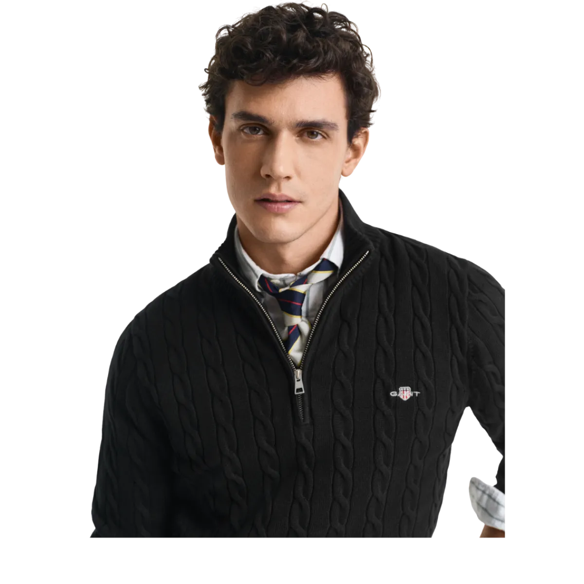 Gant Cable Knit Half-Zip Sweater - 5 Black