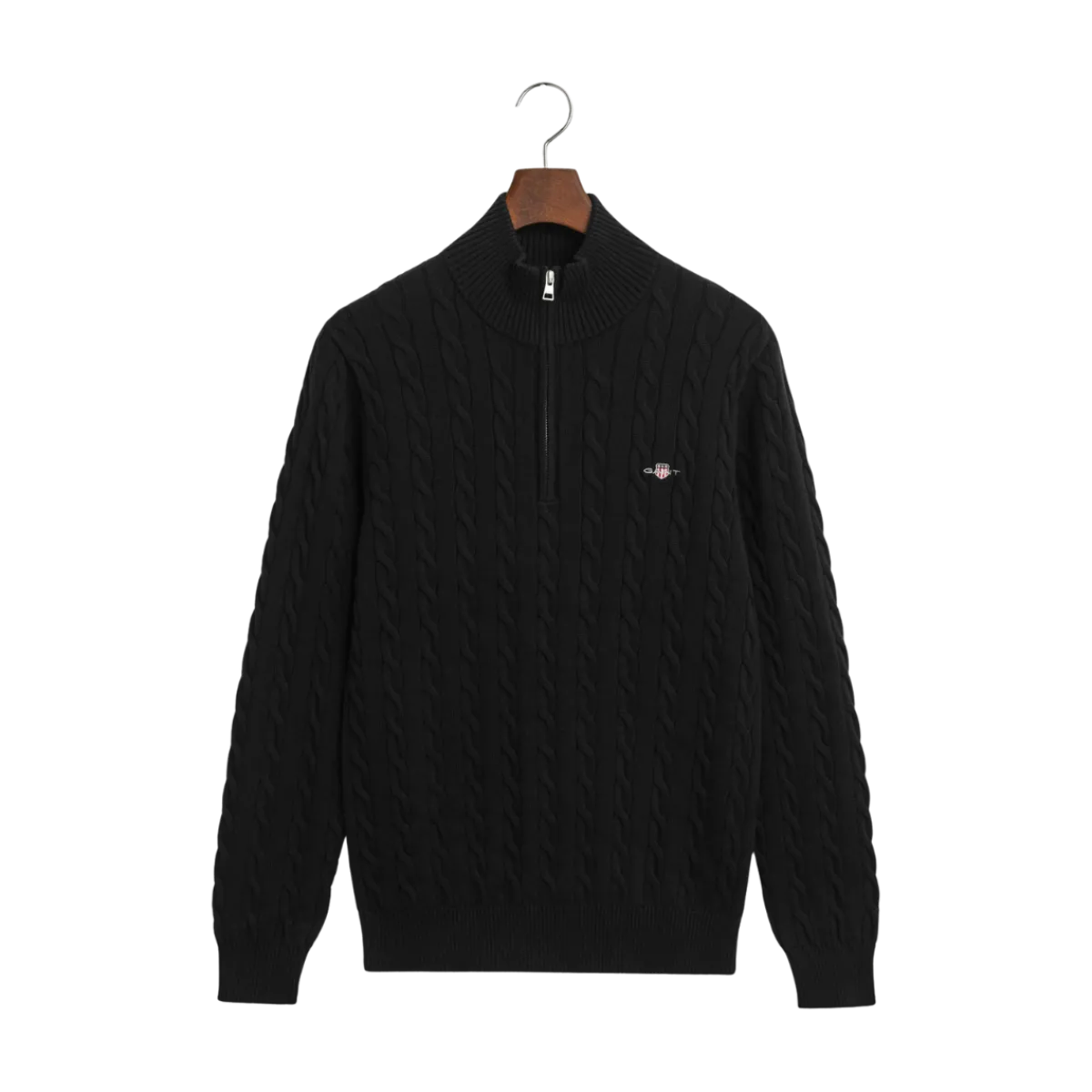 Gant Cable Knit Half-Zip Sweater - 5 Black