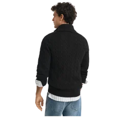 Gant Cable Knit Half-Zip Sweater - 5 Black