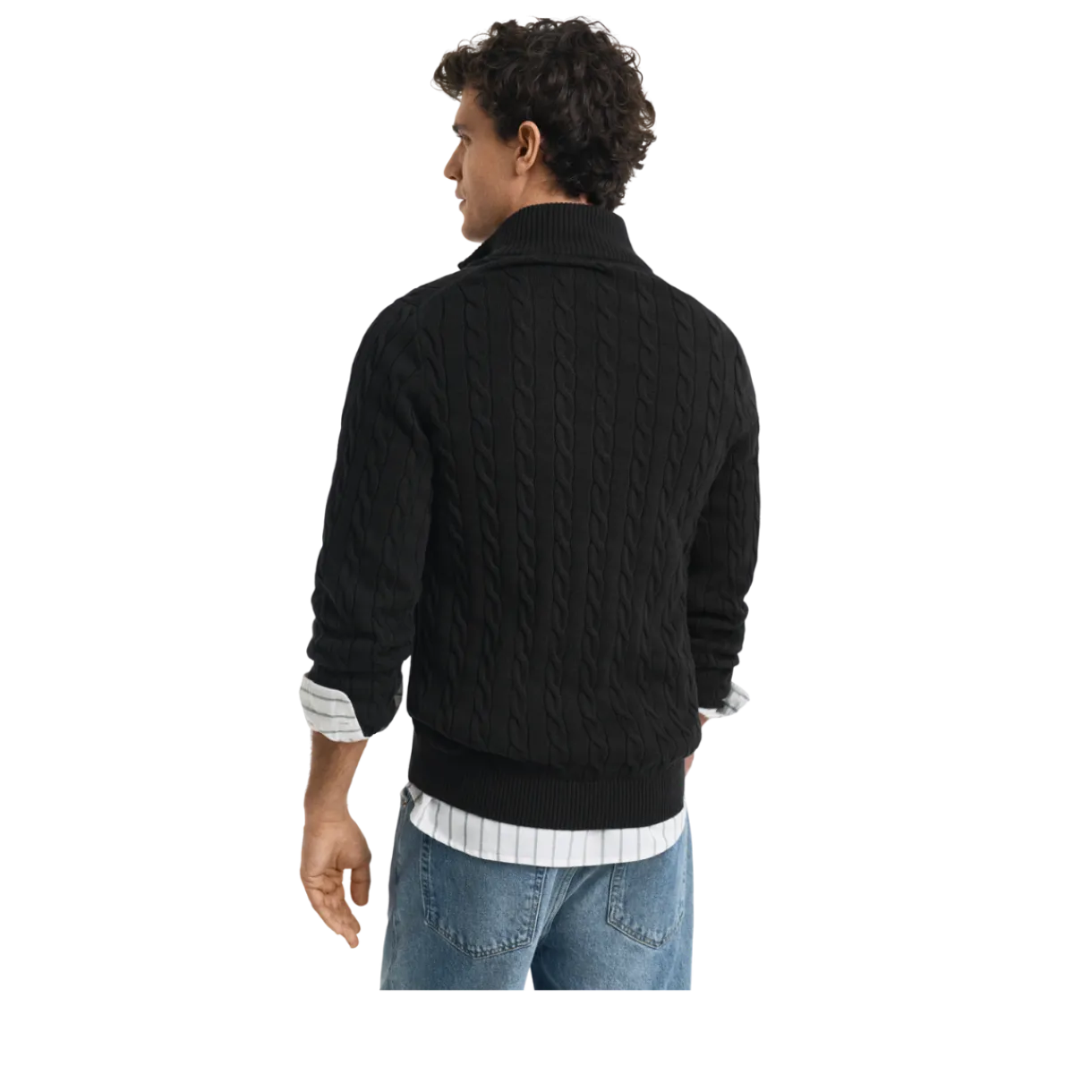 Gant Cable Knit Half-Zip Sweater - 5 Black