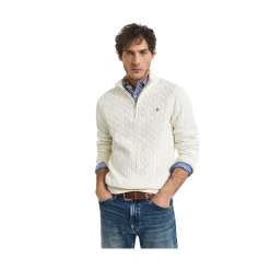 Online Gant Cabe Knit Haf-Zip Sweater - Cream