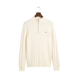 Online Gant Cabe Knit Haf-Zip Sweater - Cream