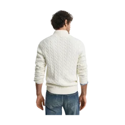 Online Gant Cabe Knit Haf-Zip Sweater - Cream