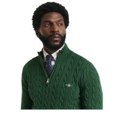 Clearance Gant Cabe Knit Haf-Zip weater - Foret Green