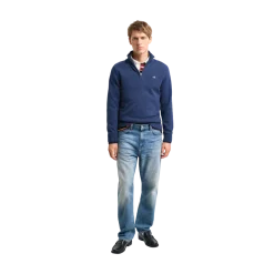 Outlet Gant Casual Cotton Halfzip - Dark Jeansblue Melange
