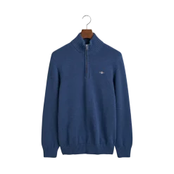 Outlet Gant Casual Cotton Halfzip - Dark Jeansblue Melange