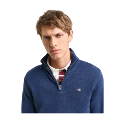 Outlet Gant Casual Cotton Halfzip - Dark Jeansblue Melange