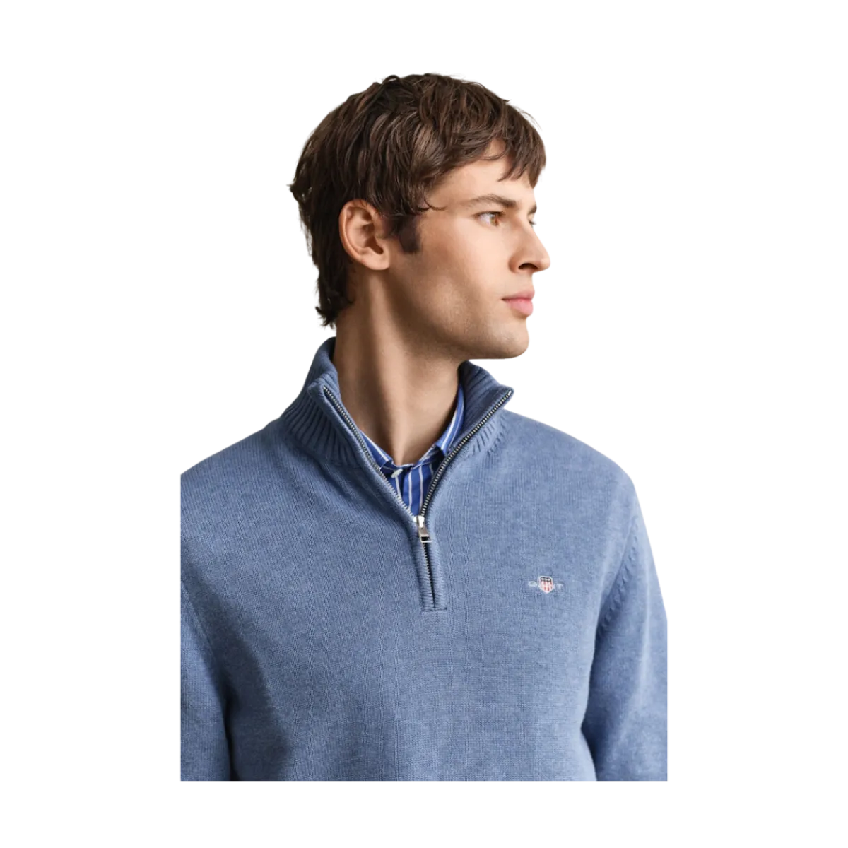 Outlet Gant Caua Cotton Hafzip - Denim Bue Meange