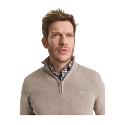 New Gant Caual Cotton Halfzip - DK. and Melange