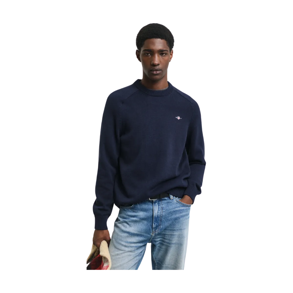 Gant CASUAL COTTON SADDLE C-NECK - Blue