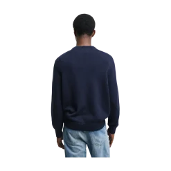 Gant CASUAL COTTON SADDLE C-NECK - Blue