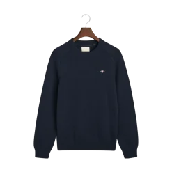 Gant CASUAL COTTON SADDLE C-NECK - Blue