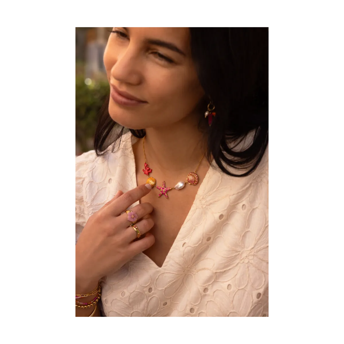Discount My Jewellery Ciao Necklace with Shells and Pearl - Gold