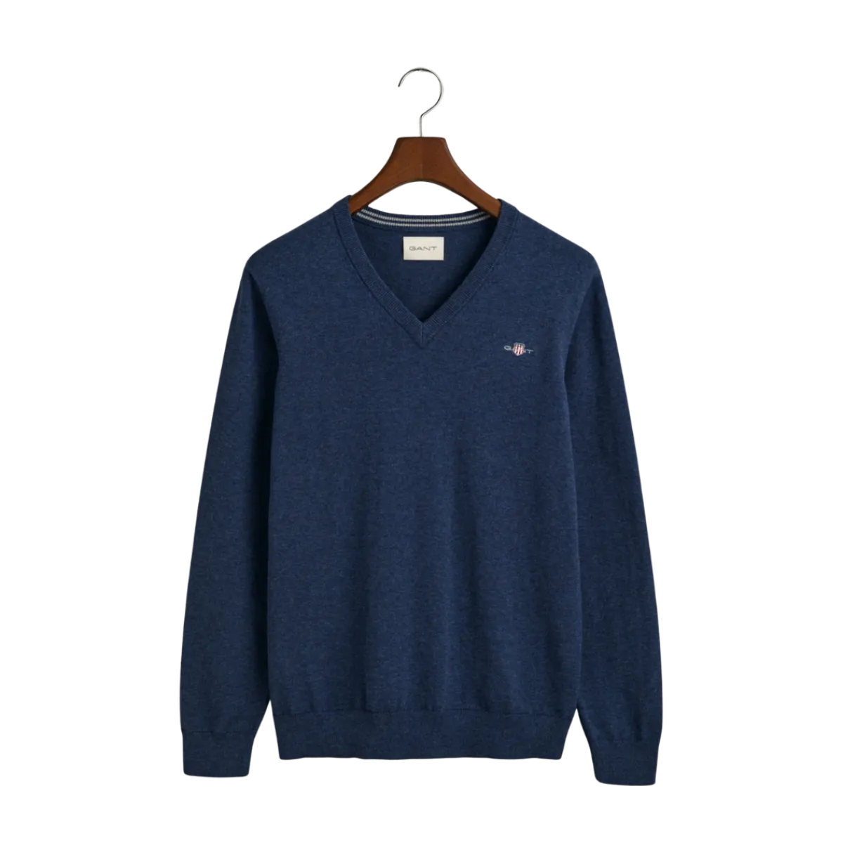 Hot Gant Classic Cotton V-Neck - Dark Jeansblue Melange