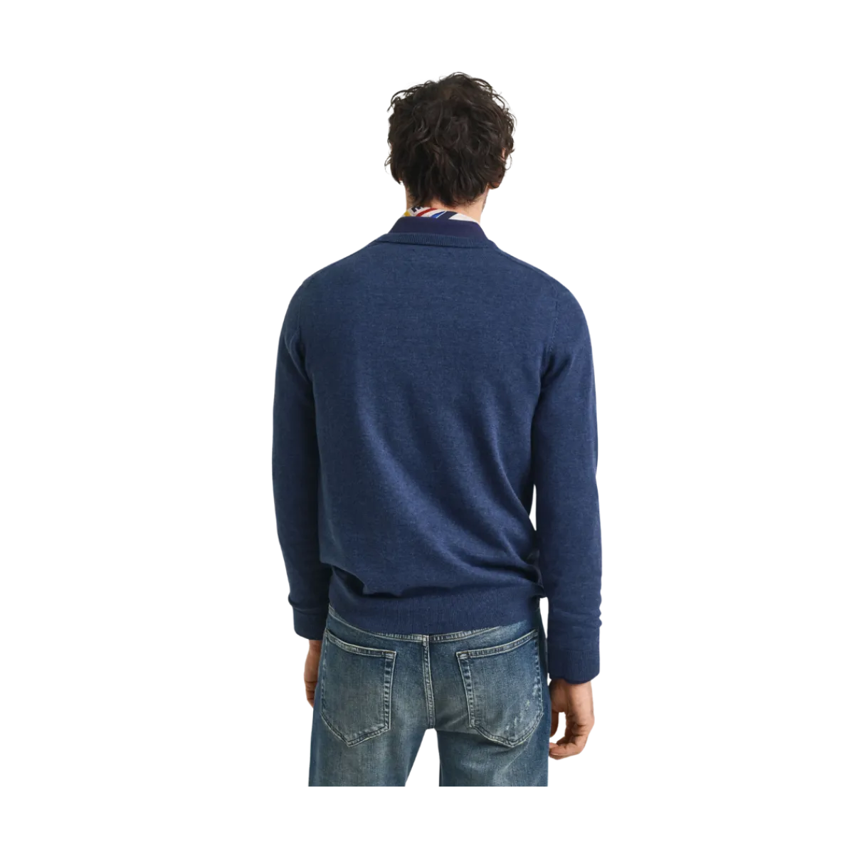 Hot Gant Classic Cotton V-Neck - Dark Jeansblue Melange