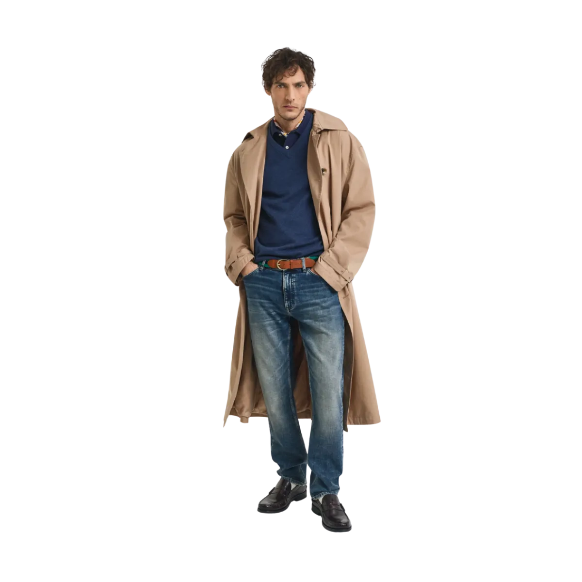 Hot Gant Classic Cotton V-Neck - Dark Jeansblue Melange