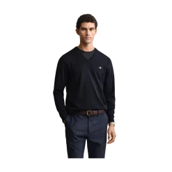 Hot Gant Classic Cotton V-Neck - Evening Blue