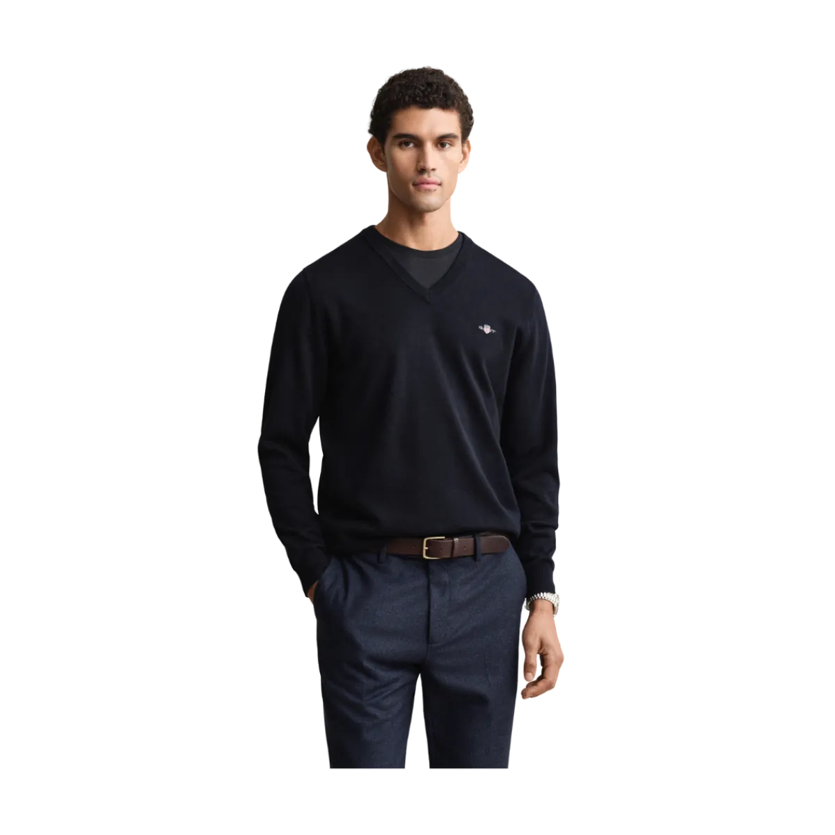 Hot Gant Classic Cotton V-Neck - Evening Blue