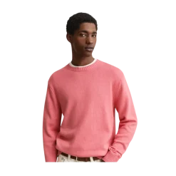 Discount Gant Cotton Blend C-Neck - Rose Pink