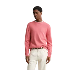 Discount Gant Cotton Blend C-Neck - Rose Pink