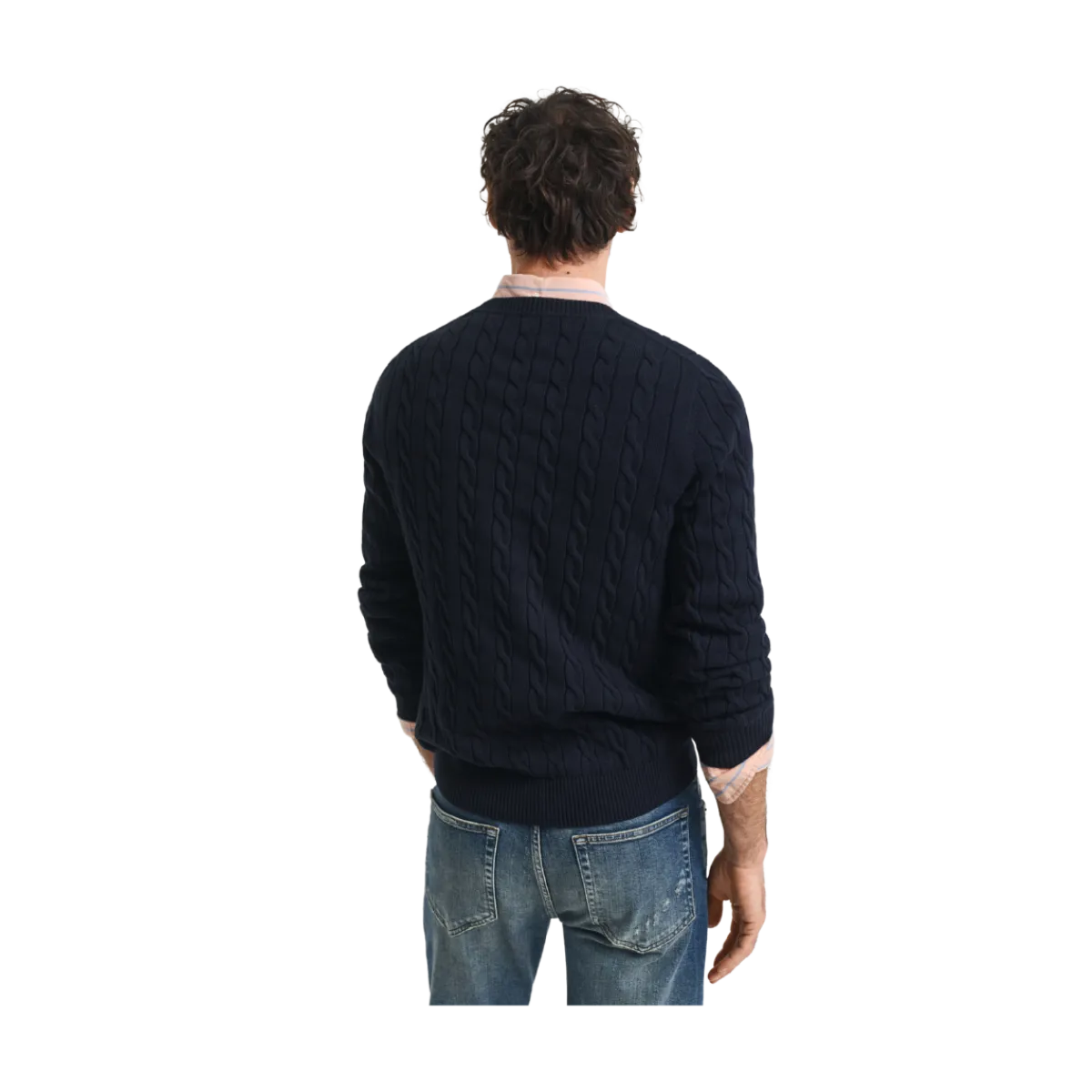 Clearance Gant Cotton Cable C-Neck - Evening Blue