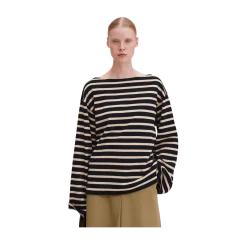 Filippa K Cotton Mariner Top - Black/Pearl Beige