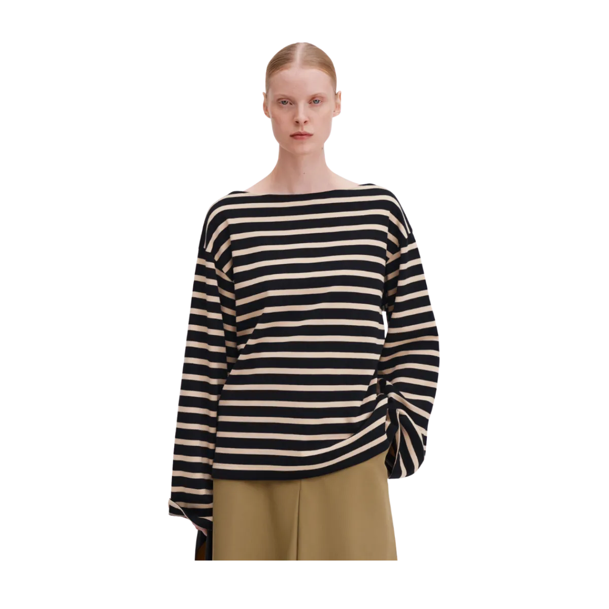 Filippa K Cotton Mariner Top - Black/Pearl Beige