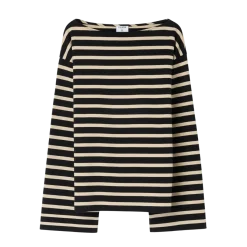 Filippa K Cotton Mariner Top - Black/Pearl Beige