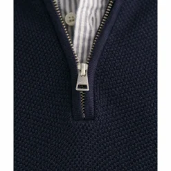 New Gant Cotton Pique Haf Zip - Evening Bue