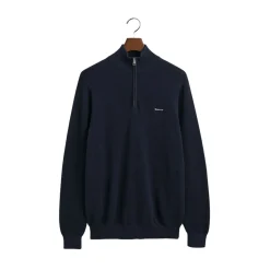 New Gant Cotton Pique Haf Zip - Evening Bue